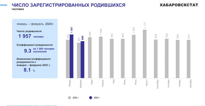 Демографические показатели Хабаровского края за январь-февраль 2024